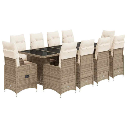 Set BistrÃƒÂ² da Giardino 11 pz con Cuscini in Polyrattan Beige