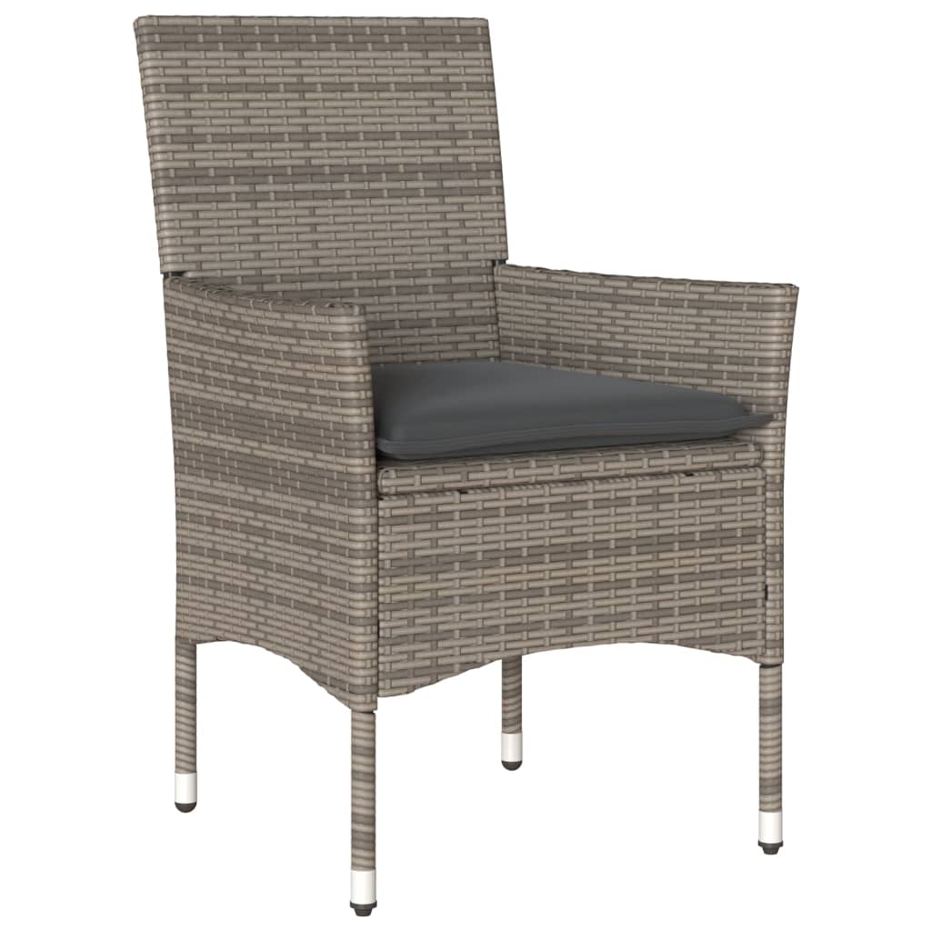 Set da BistrÃƒÂ² 3 pz con Cuscini Grigio Polyrattan e Vetro