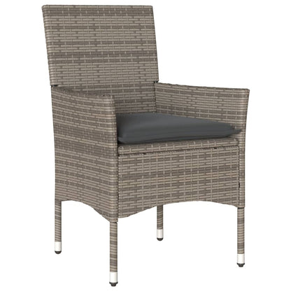 Set da BistrÃƒÂ² 3 pz con Cuscini Grigio Polyrattan e Vetro