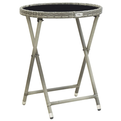 Set da BistrÃƒÂ² 3 pz con Cuscini Grigio Polyrattan e Vetro