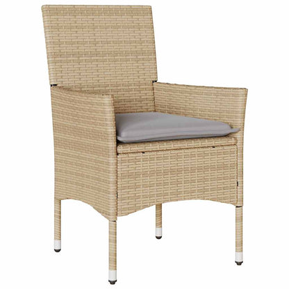 Set da BistrÃ² 3 pz con Cuscini Beige Polyrattan e Vetro