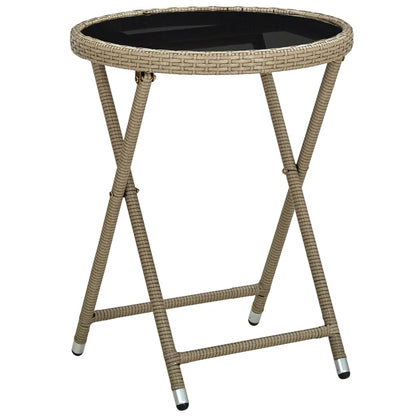 Set da BistrÃ² 3 pz con Cuscini Beige Polyrattan e Vetro