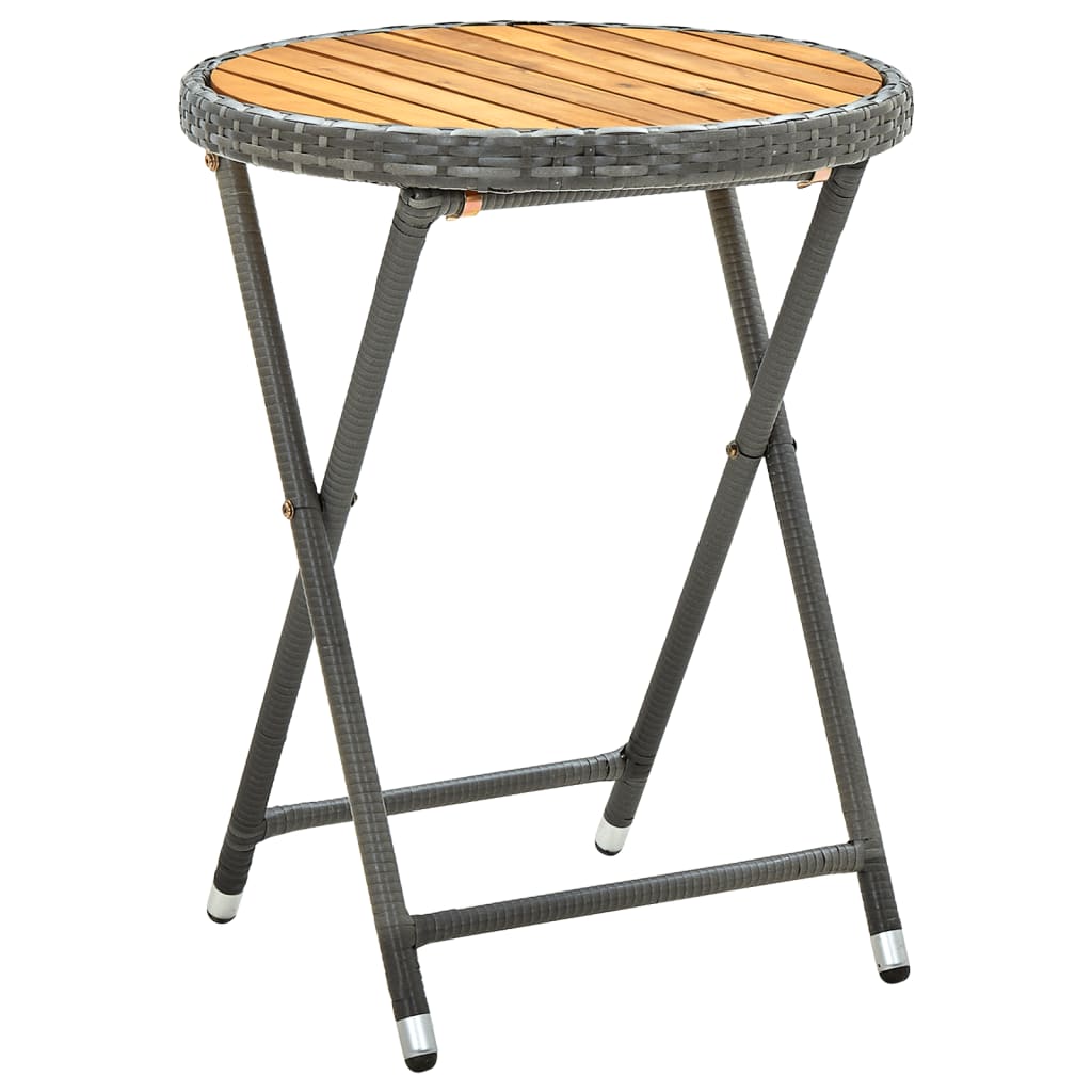 Set da BistrÃ² 3 pz con Cuscini Grigio Polyrattan Acacia
