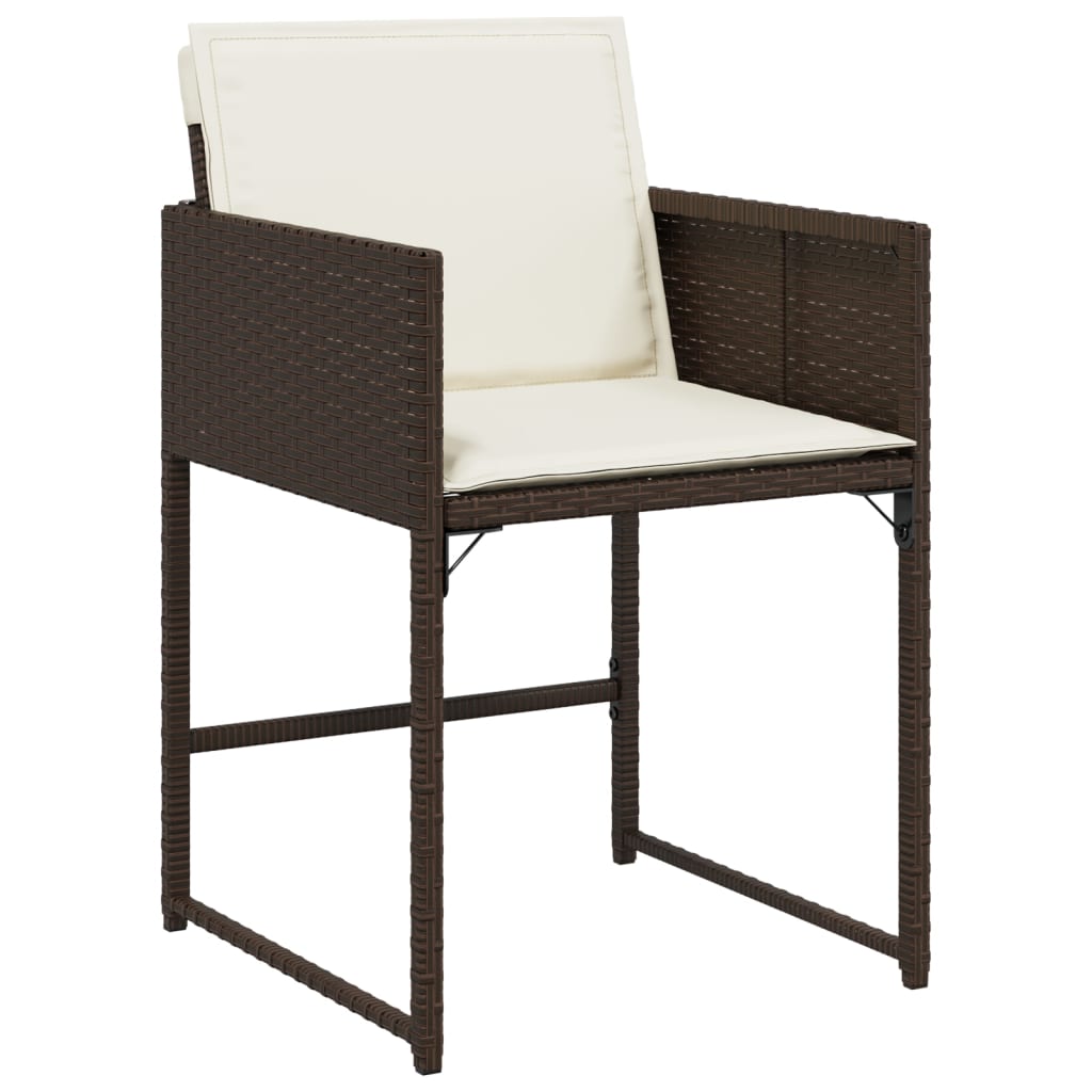 Set da Pranzo da Giardino 13pz con Cuscini Marrone Polyrattan