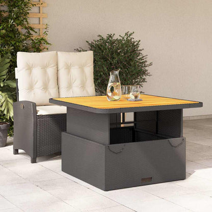 Set da Pranzo da Giardino 2 pz con Cuscini Nero in Polyrattan