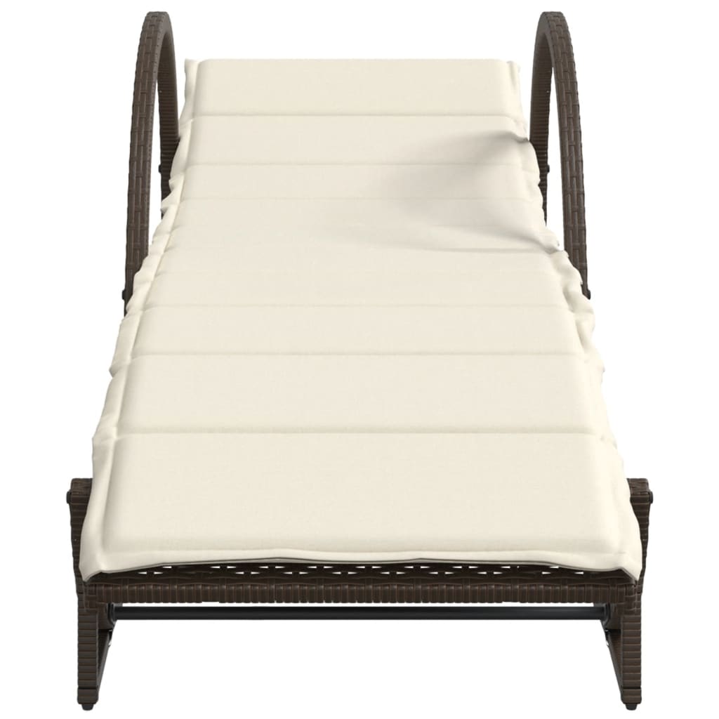 Lettini Prendisole 2 pz con Cuscini Marrone in Polyrattan