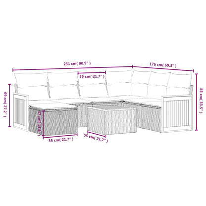 Set Divano da Giardino 8 pz con Cuscini Beige Misto Polyrattan