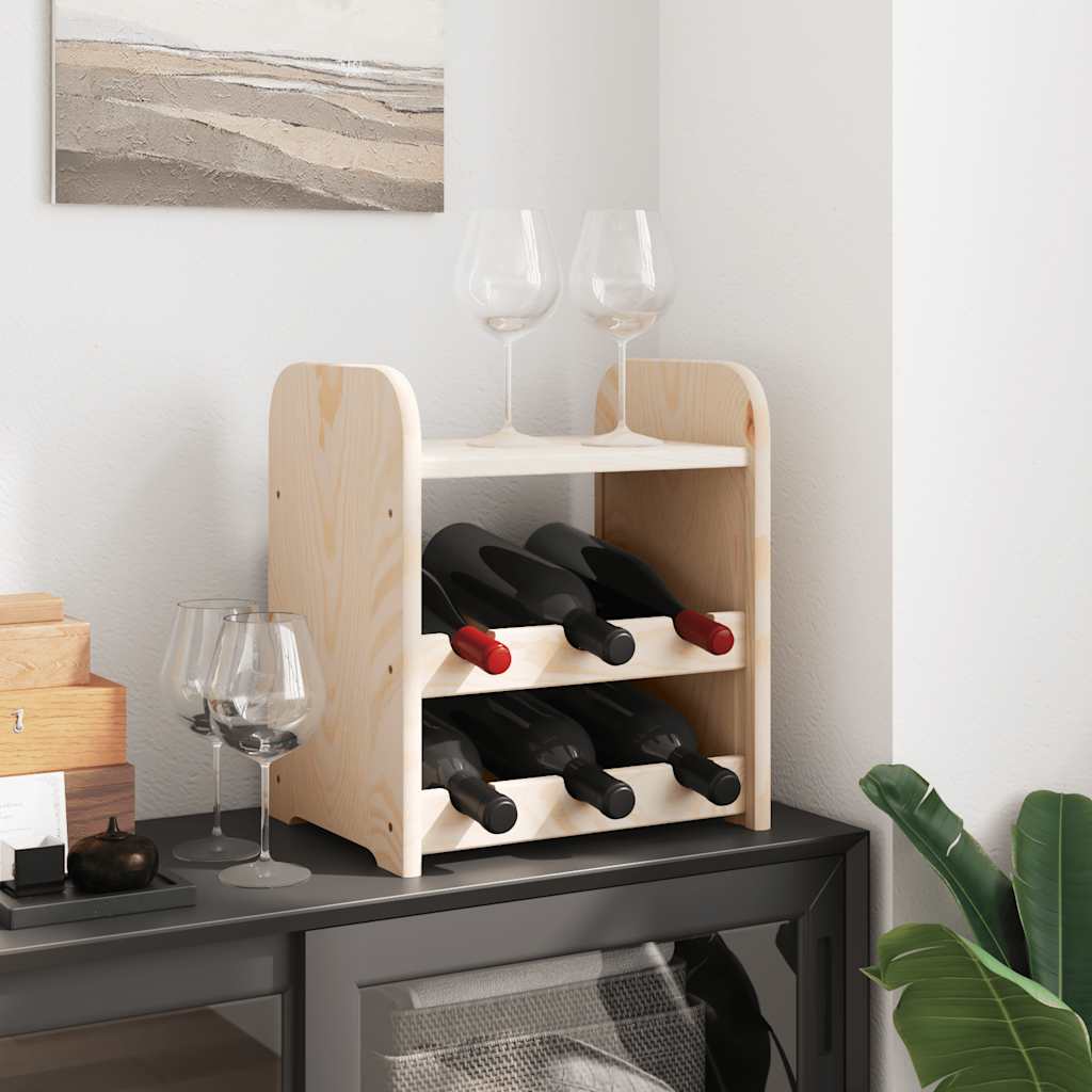 Portabottiglie con Ripiano 33x25x37cm in Legno Massello di Pino