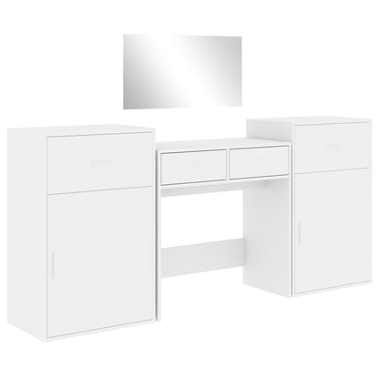 Set da Toeletta 4 pz Bianco in Legno Multistrato
