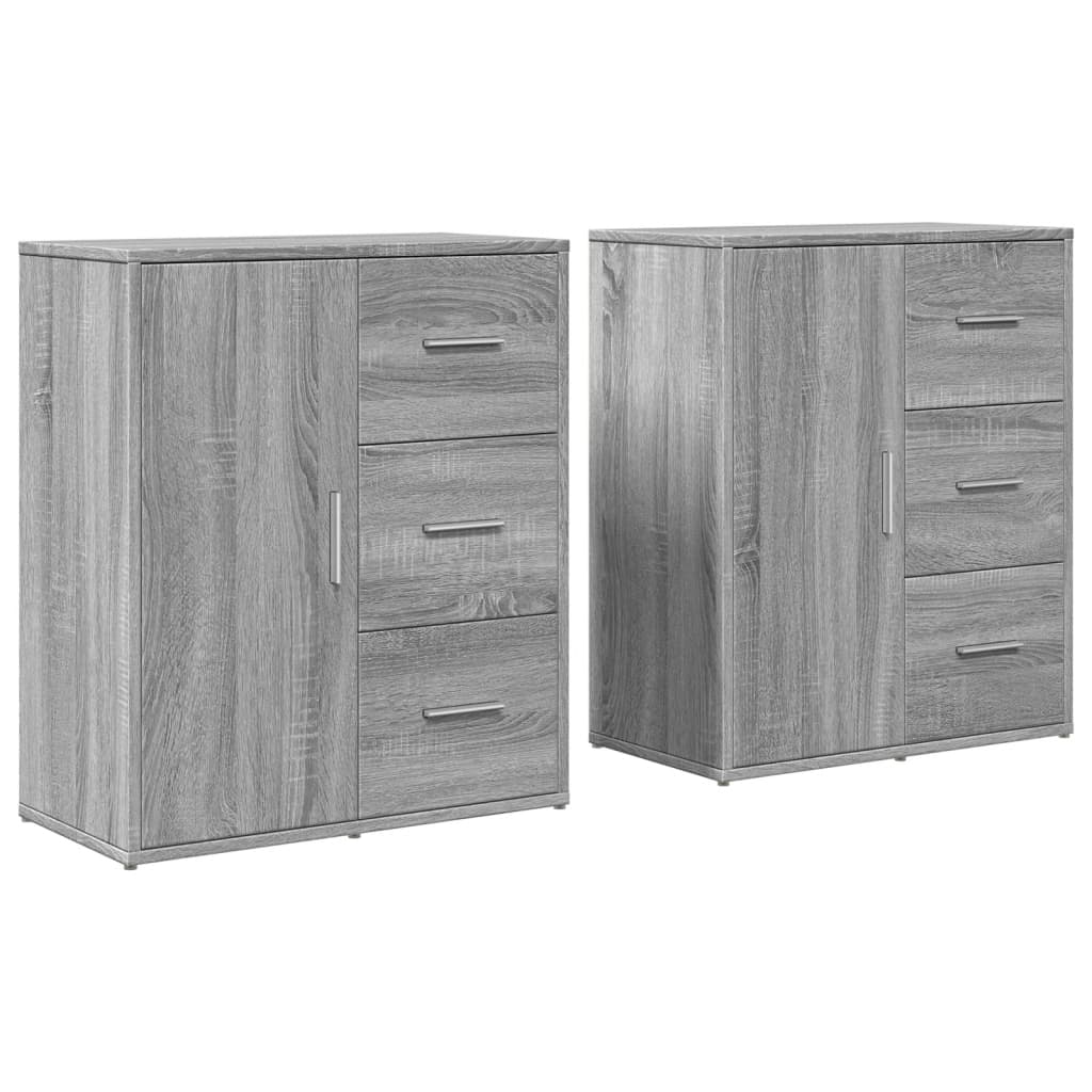 Credenze 2 pz Grigio Sonoma 60x31x70 cm in Legno Multistrato