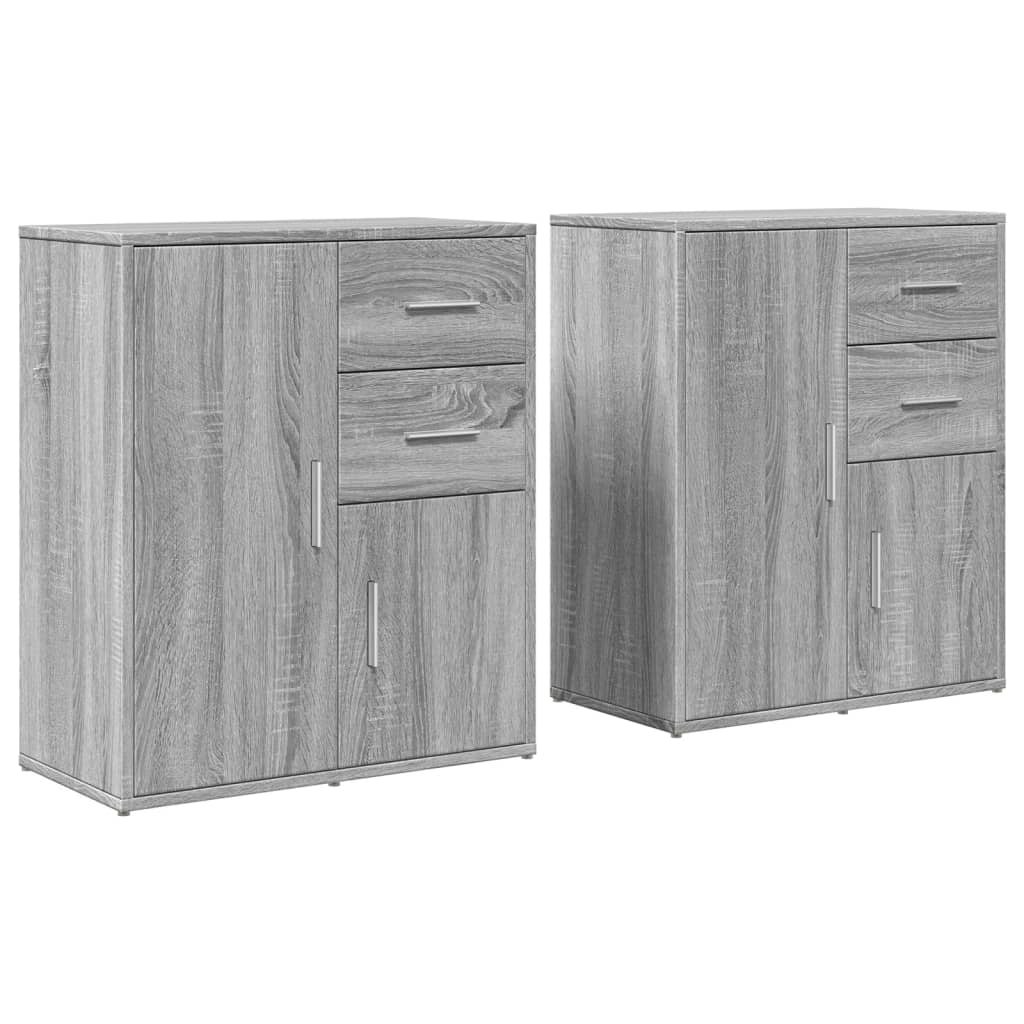 Credenze 2 pz Grigio Sonoma 60x31x70 cm in Legno Multistrato