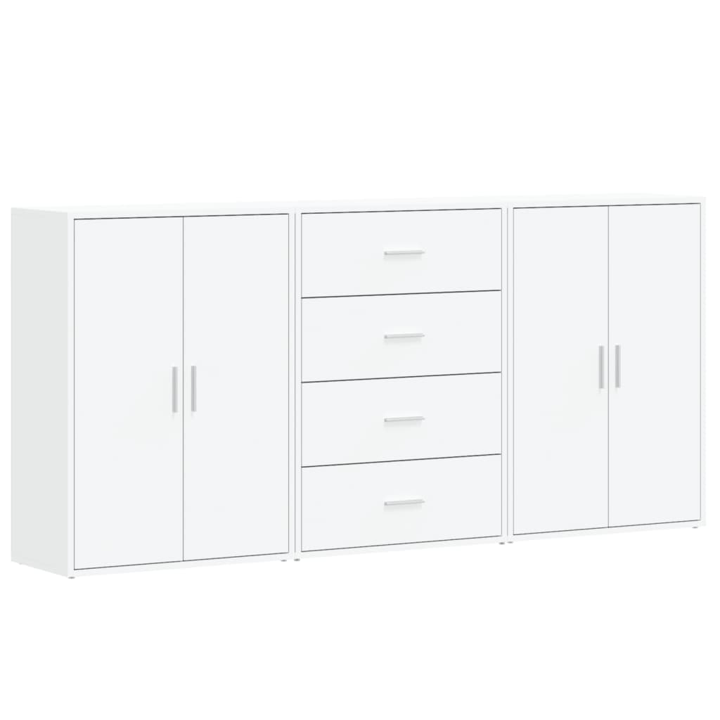 Credenze 3 pz Bianche 60x31x84 cm in Legno Multistrato