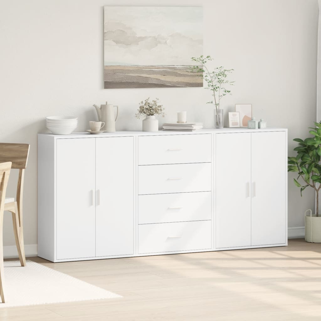 Credenze 3 pz Bianche 60x31x84 cm in Legno Multistrato