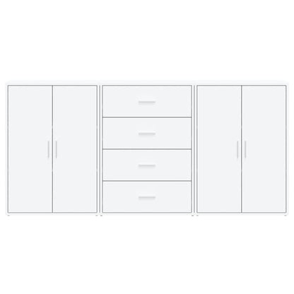 Credenze 3 pz Bianche 60x31x84 cm in Legno Multistrato