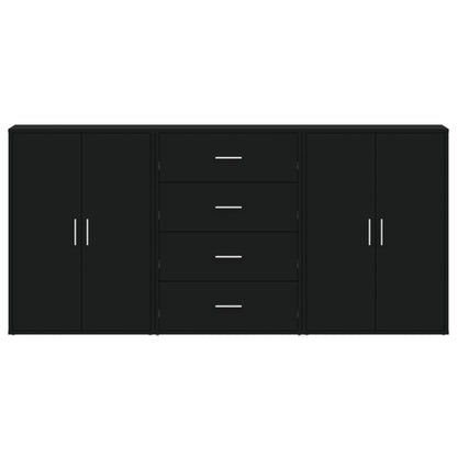 Credenze 3 pz Nere 60x31x84 cm in Legno Multistrato