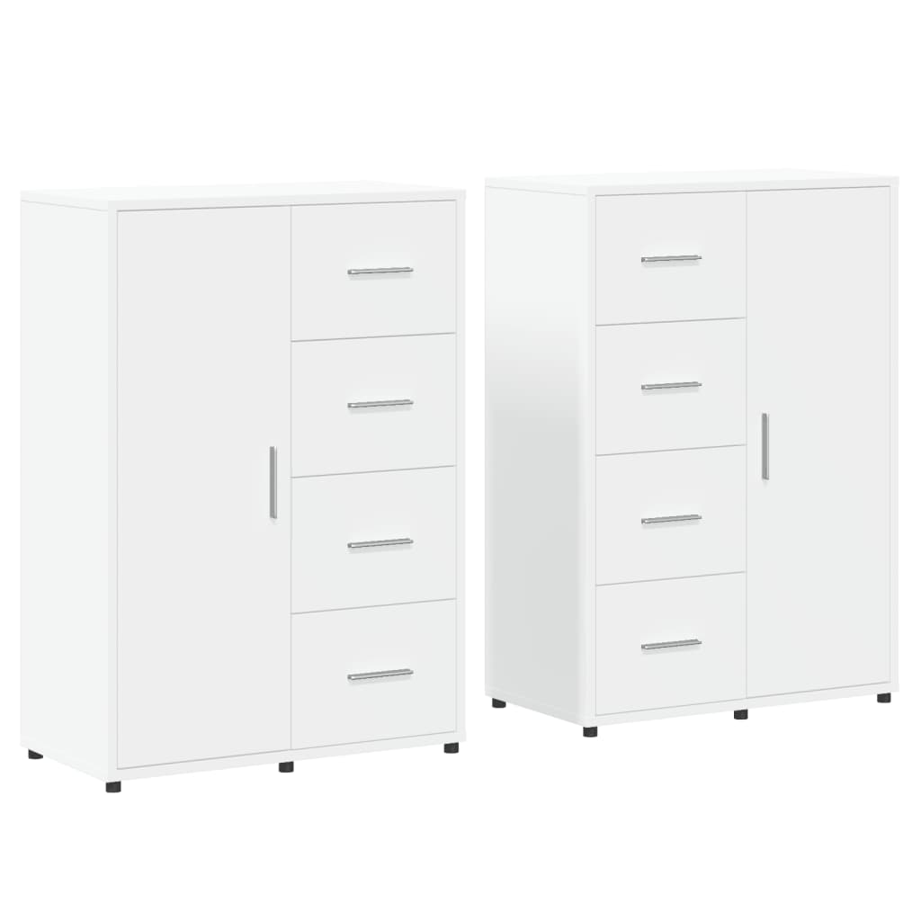 Credenze 2 pz Bianche 60x31x84 cm in Legno Multistrato
