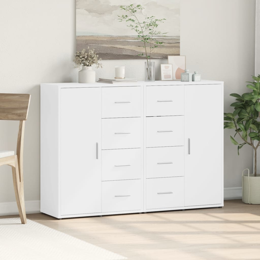 Credenze 2 pz Bianche 60x31x84 cm in Legno Multistrato