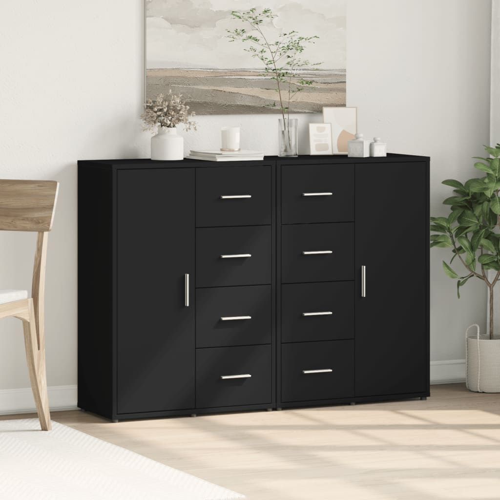 Credenze 2 pz Nere 60x31x84 cm in Legno Multistrato