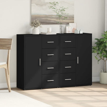 Credenze 2 pz Nere 60x31x84 cm in Legno Multistrato