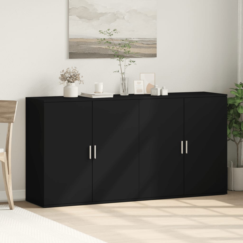 Credenze 2 pz Nere 79x38x80 cm in Legno Multistrato