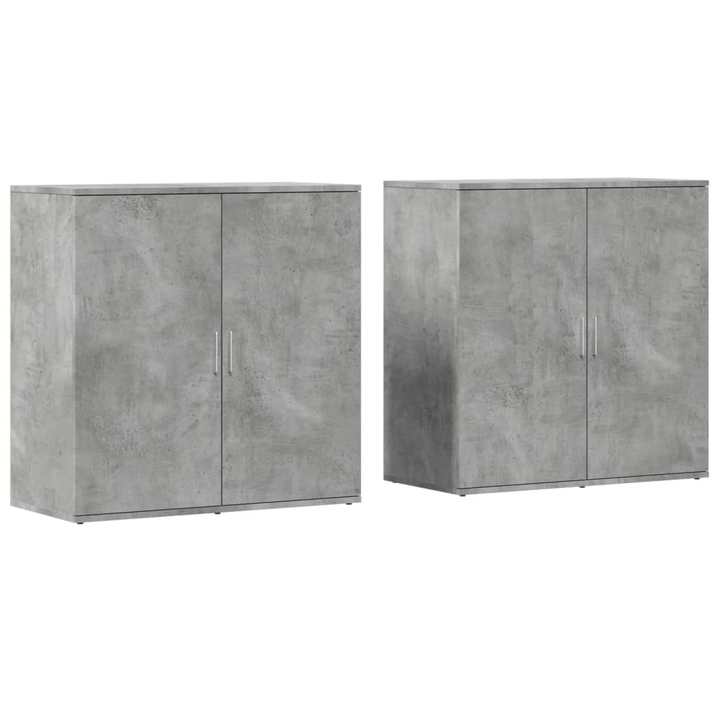 Credenze 2 pz Grigio Cemento 79x38x80 cm in Legno Multistrato
