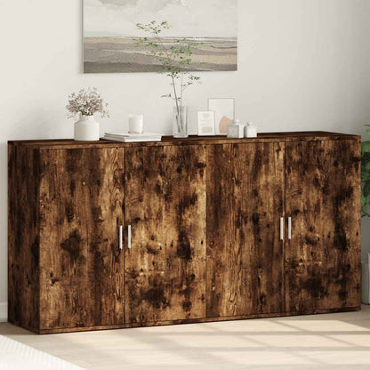 Credenze 2 pz Rovere Fumo 79x38x80 cm in Legno Multistrato