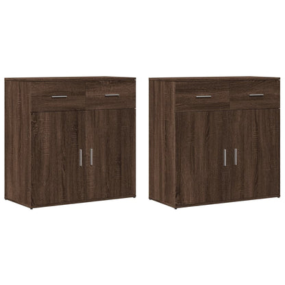 Credenze 2 pz Rovere Marrone 79x38x80 cm in Legno Multistrato
