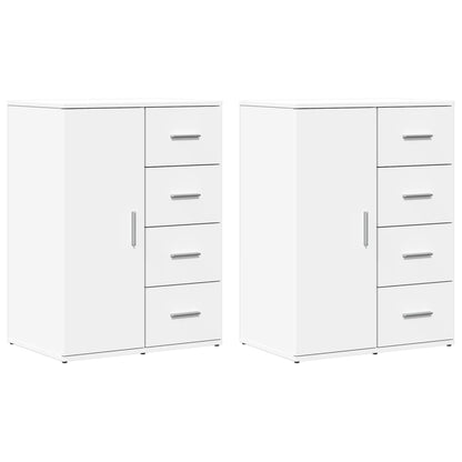 Credenze 2 pz Bianche 59x39x80 cm in Legno Multistrato