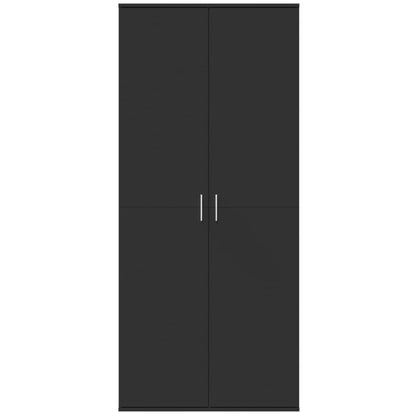 Credenza Nero 80x35x180 cm in Legno Multistrato