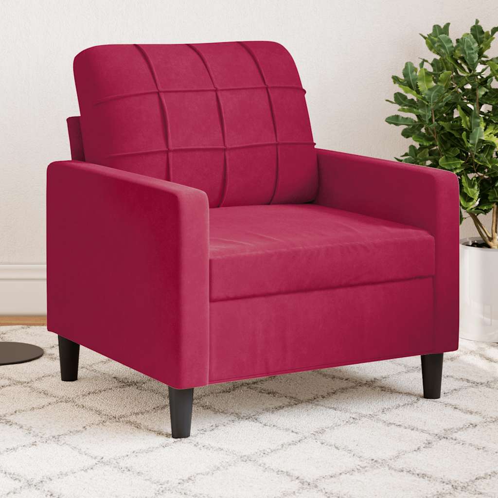 Poltrona Rosso Vino 60 cm Velluto