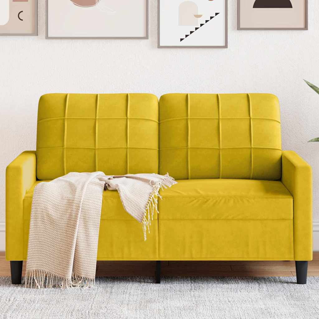 Divano a 2 Posti giallo 120 cm in Velluto