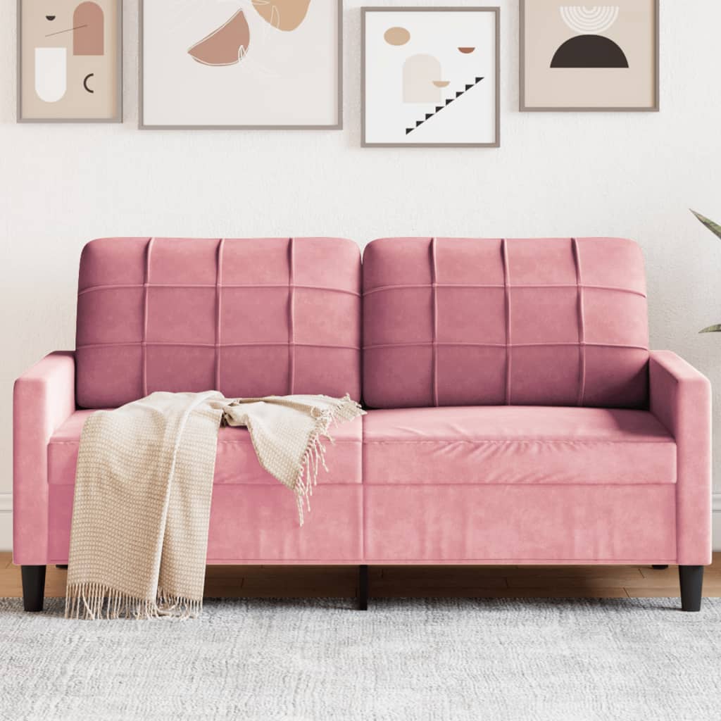 Divano a 2 Posti Rosa 140 cm in Velluto