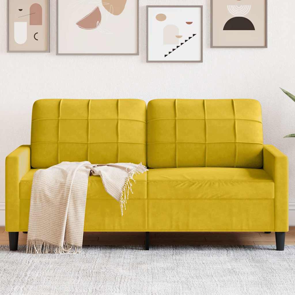 Divano a 2 Posti giallo 140 cm in Velluto