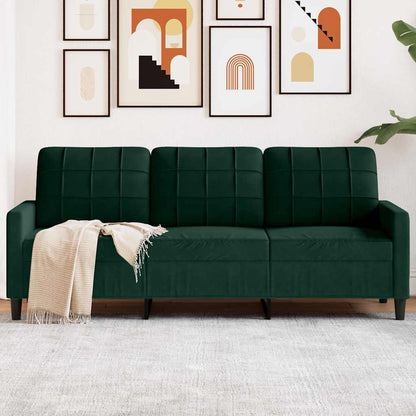 Divano a 3 Posti Verde Scuro 180 cm in Velluto