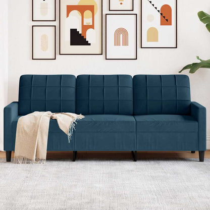 Divano a 3 Posti Blu 180 cm in Velluto