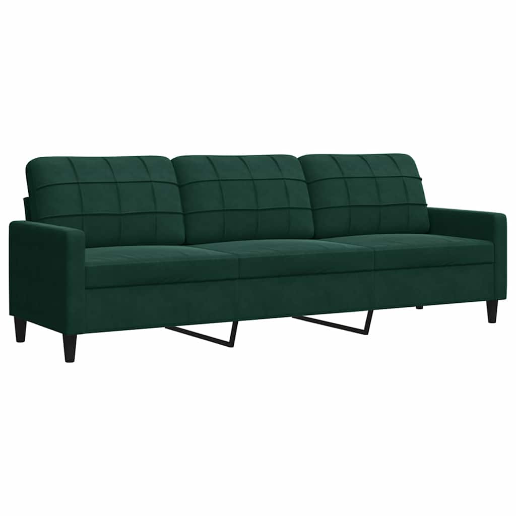 Divano a 3 Posti Verde Scuro 210 cm in Velluto