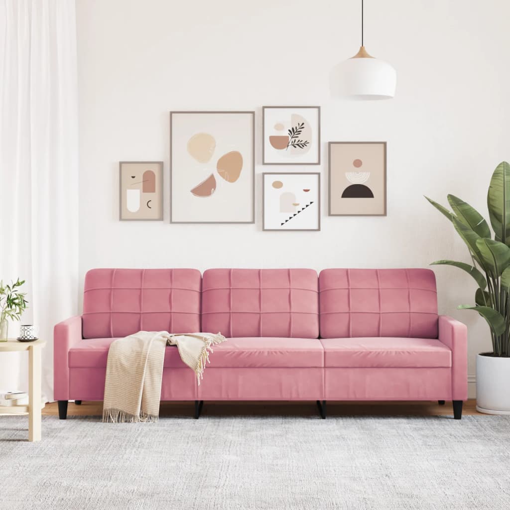 Divano a 3 Posti rosa 210 cm in Velluto
