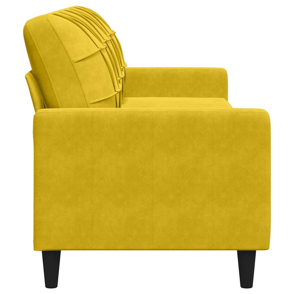 Divano a 3 Posti Giallo 210 cm in Velluto