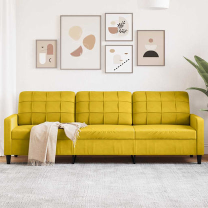 Divano a 3 Posti Giallo 210 cm in Velluto