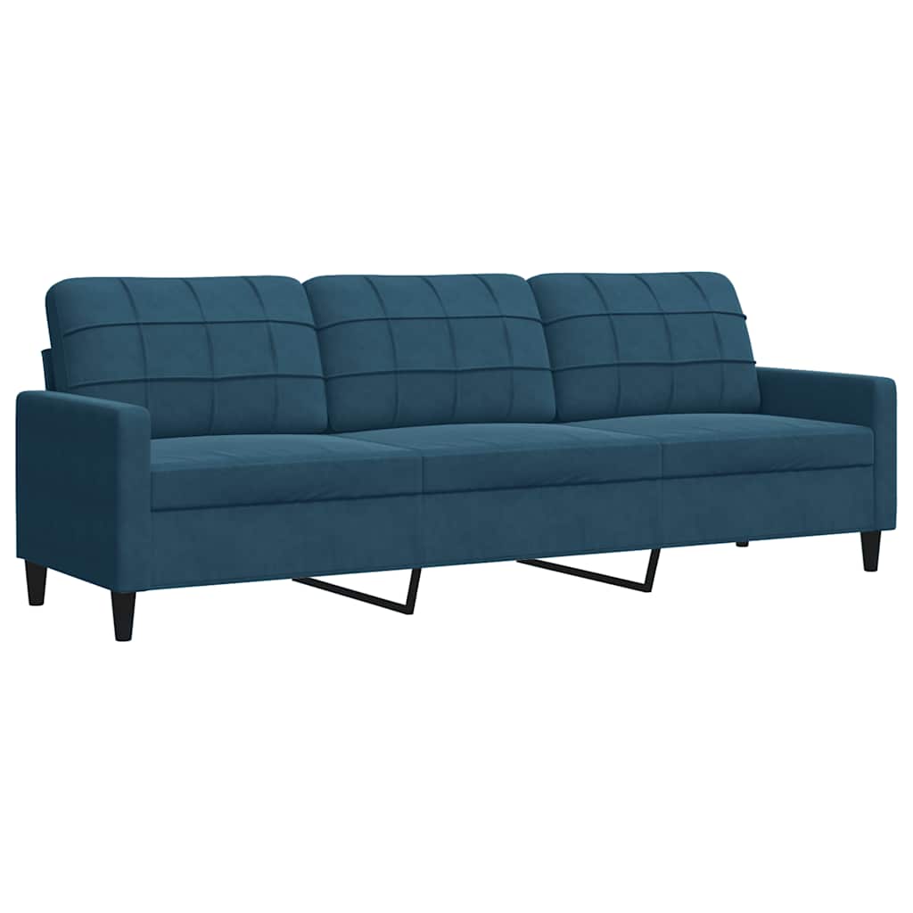 Divano a 3 Posti Blu 210 cm in Velluto