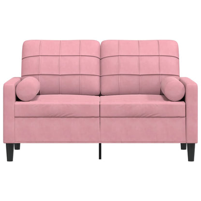 Divano a 2 Posti con Cuscini Rosa 120 cm in Velluto
