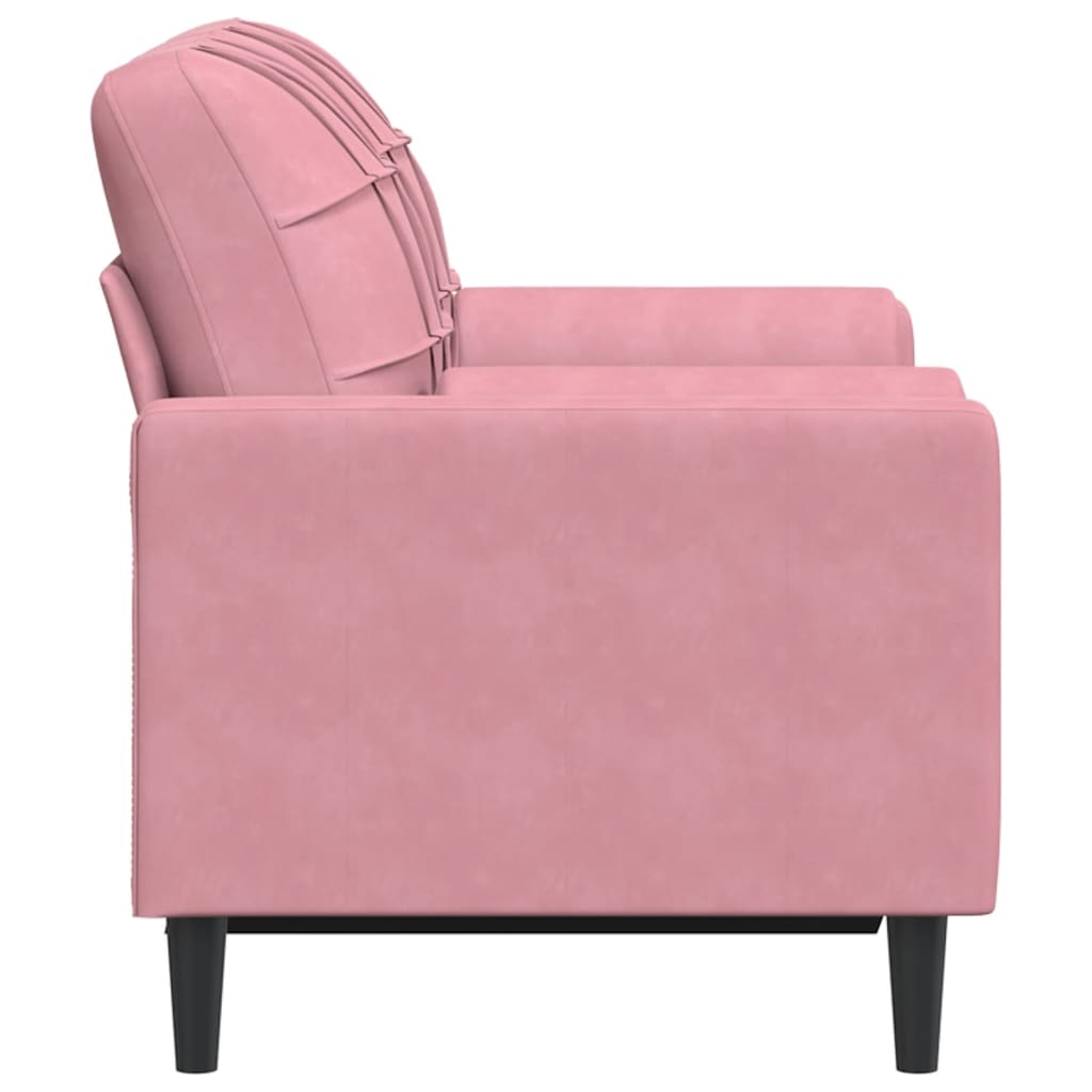 Divano a 2 Posti con Cuscini Rosa 120 cm in Velluto
