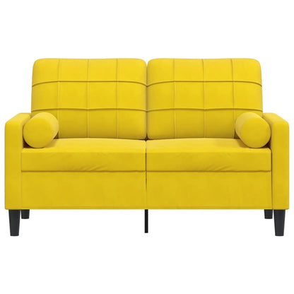 Divano a 2 Posti con Cuscini Giallo 120 cm in Velluto