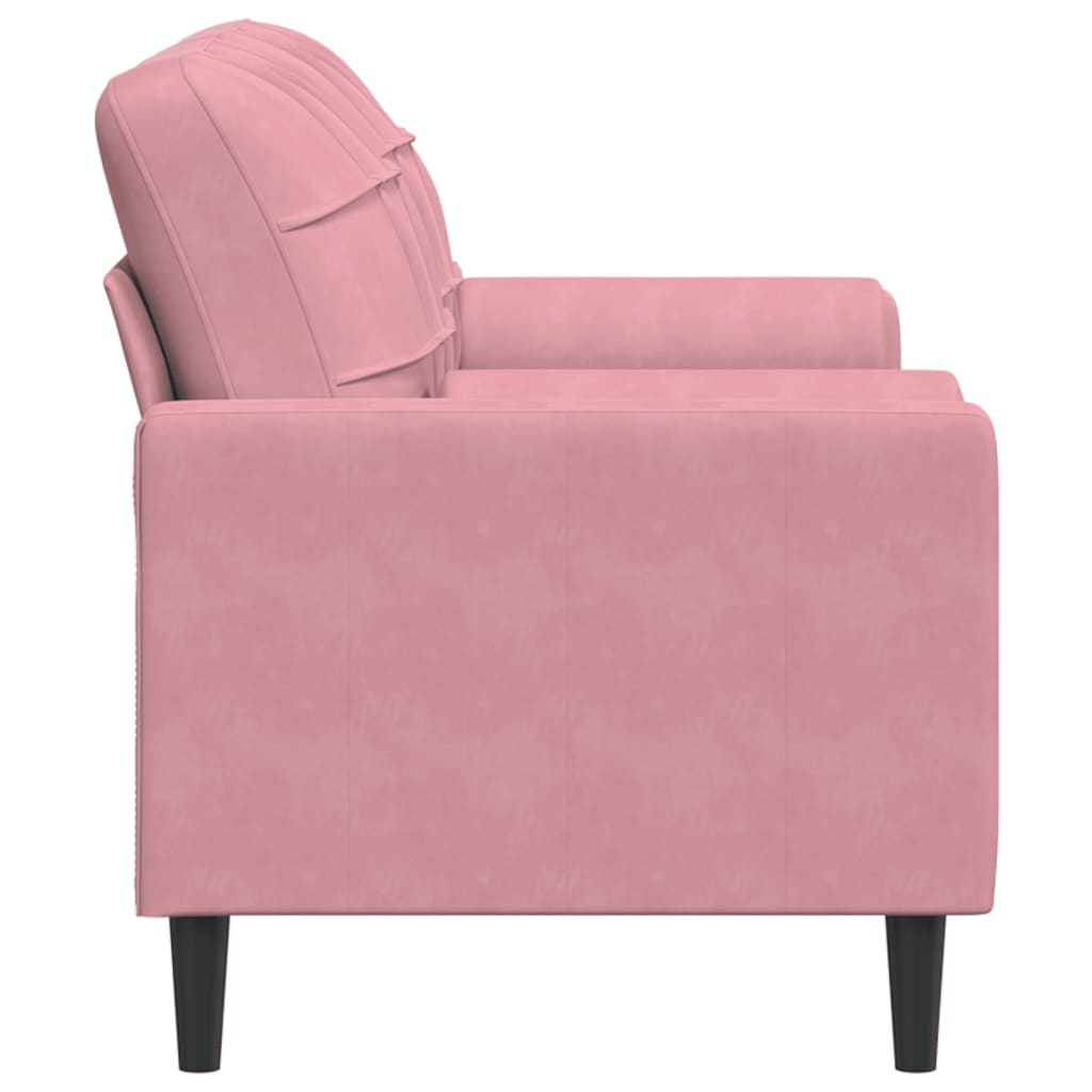 Divano a 2 Posti con Cuscini Rosa 140 cm in Velluto