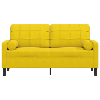 Divano a 2 Posti con Cuscini Giallo 140 cm in Velluto