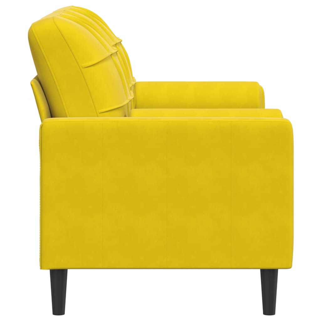 Divano a 2 Posti con Cuscini Giallo 140 cm in Velluto