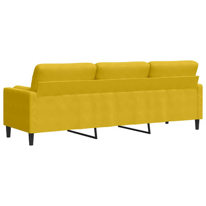 Divano a 3 Posti con Cuscini Giallo 210 cm in Velluto