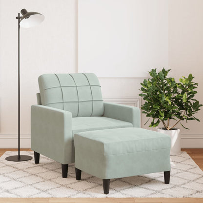 Poltrona con Poggiapiedi Grigio Chiaro 60 cm in Velluto