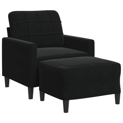 Poltrona con Poggiapiedi Nero 60 cm in Velluto