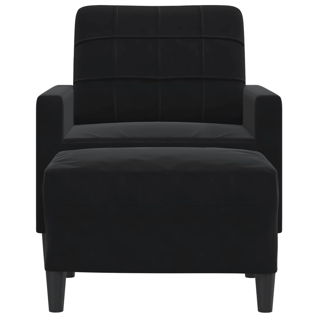 Poltrona con Poggiapiedi Nero 60 cm in Velluto